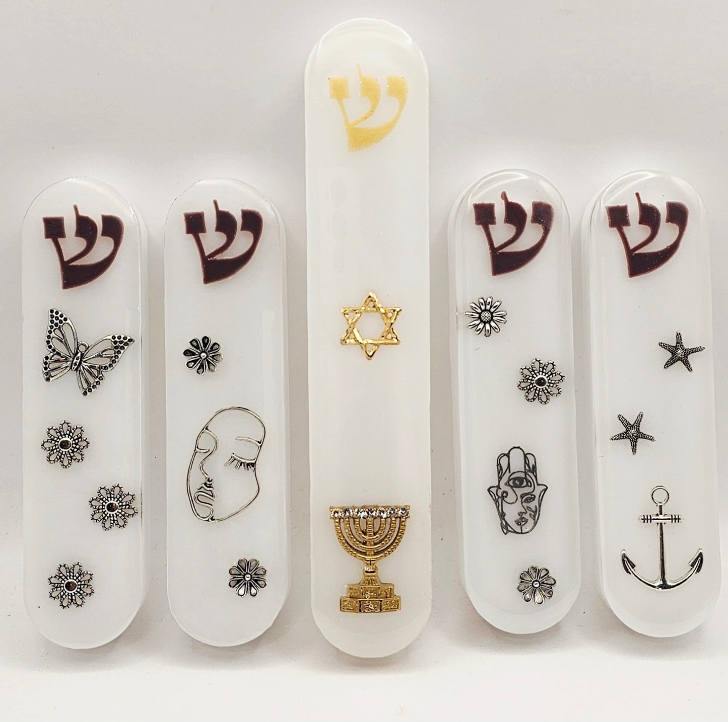 Mezuzah with a story - White - 15cm #349 מזוזה עם סיפור