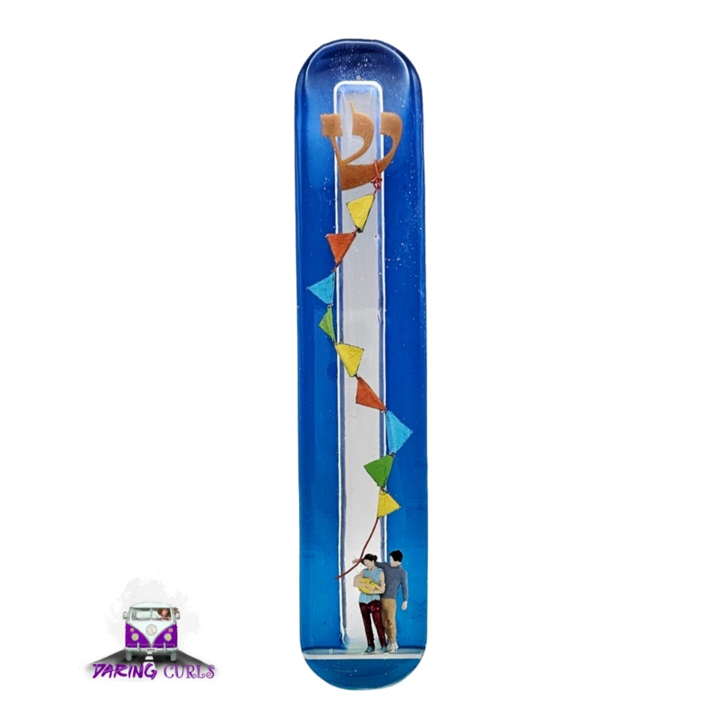 Mezuzah with a story - Family with a kite - 15cm - #268 מזוזה עם סיפור