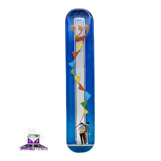 Mezuzah with a story - Family with a kite - 15cm - #268 מזוזה עם סיפור
