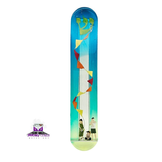 Mezuzah with a story - Family with a Kite - 15cm #270 מזוזה עם סיפור