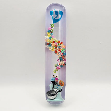Mezuzah with a story - Couple Baking - 15cm #278