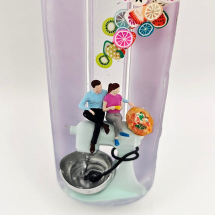 Mezuzah with a story - Couple Baking - 15cm #278