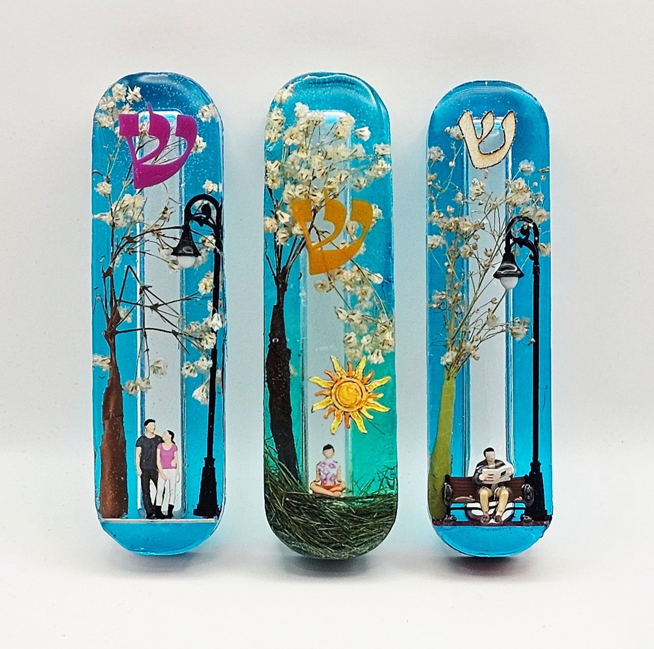 Mezuzah with a story - Happy Man -10cm #285 מזוזה עם סיפור