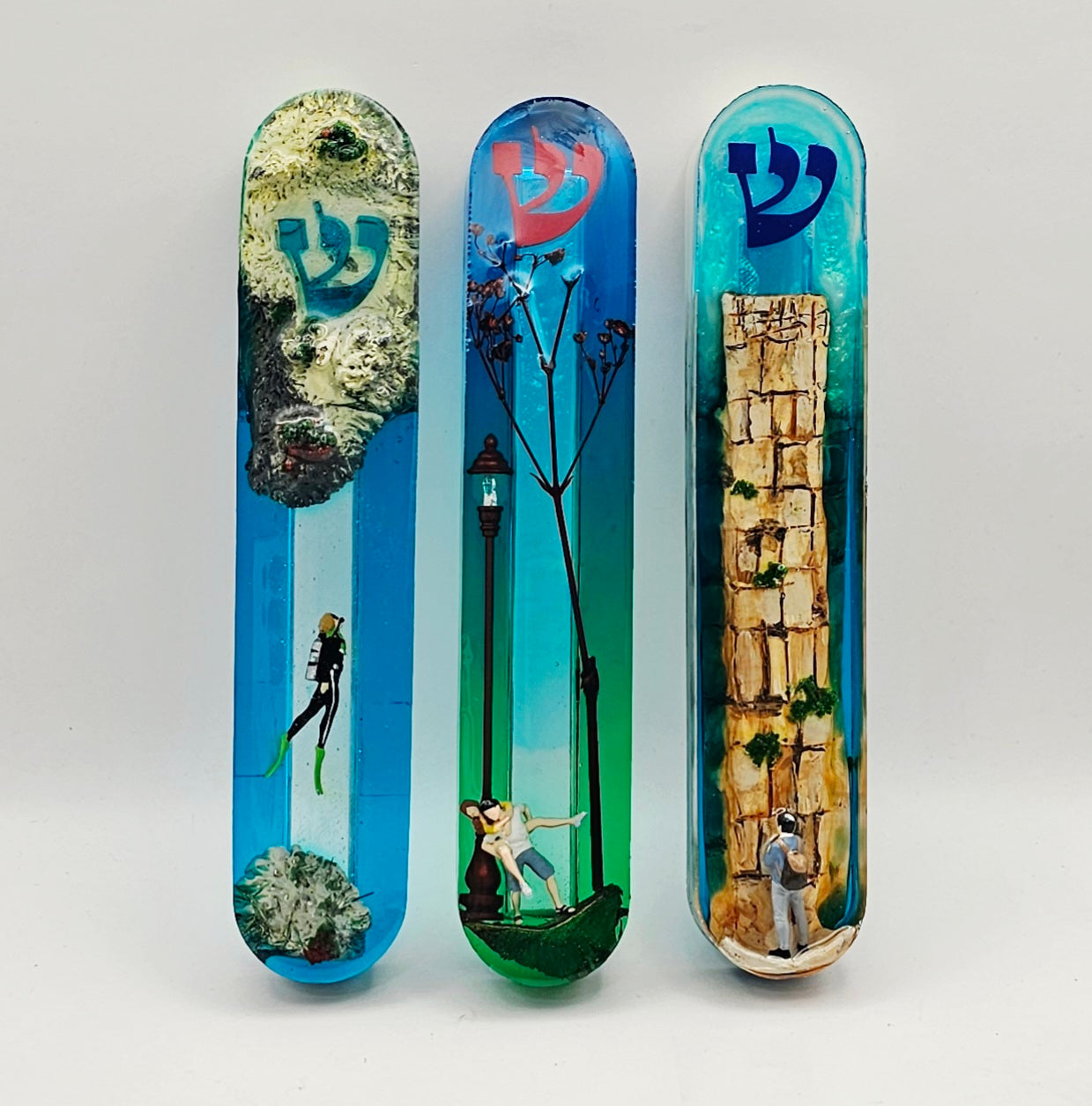 Mezuzah with a story - Loving Couple - 15cm #298 מזוזה עם סיפור