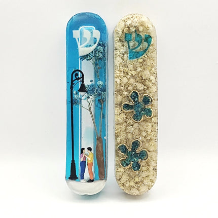 Mezuzah with a story - Flowers - 12cm #312