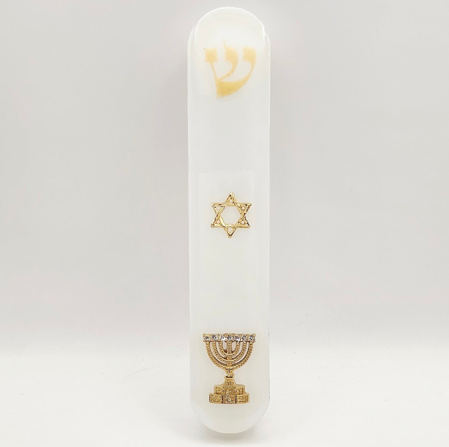 Mezuzah with a story - White - 15cm #349 מזוזה עם סיפור