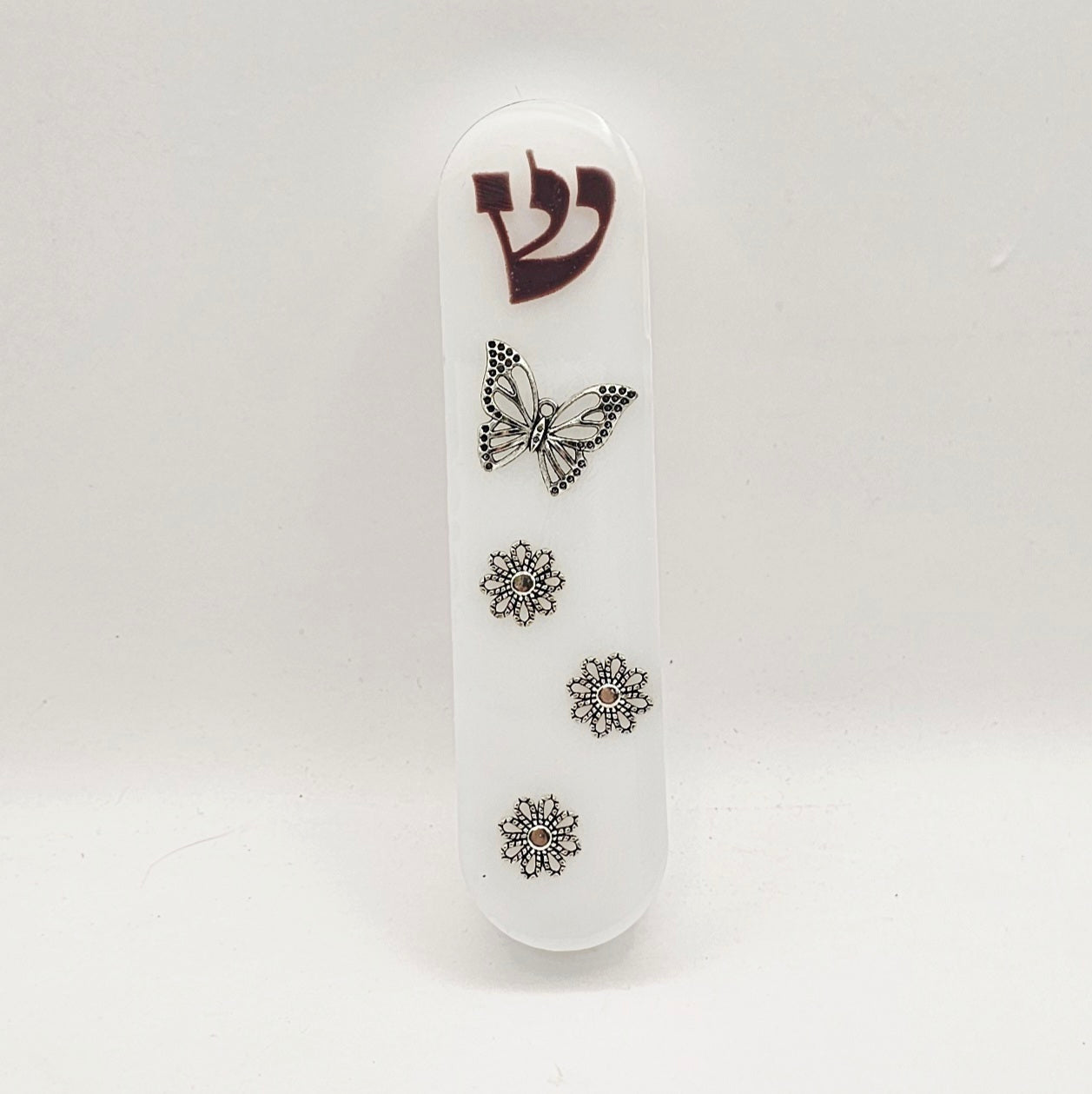 Mezuzah with a story - White - 10cm #345 מזוזה עם סיפור