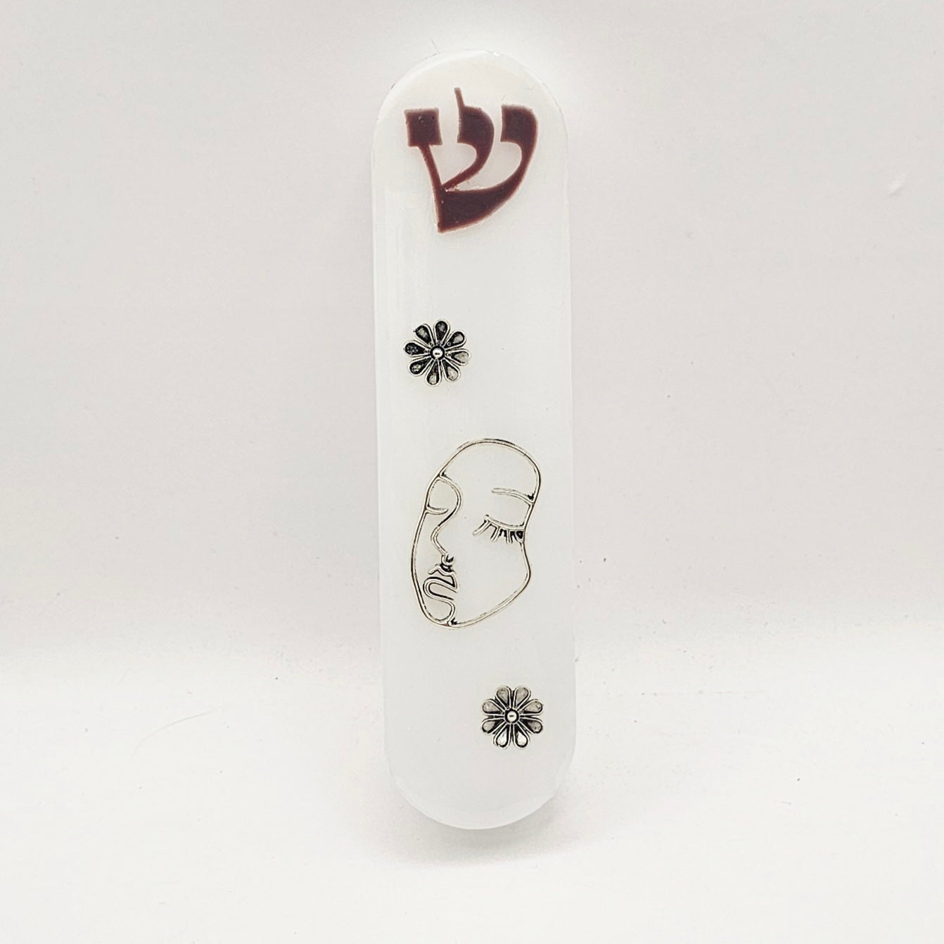 Mezuzah with a story - White - 10cm #347 מזוזה עם סיפור
