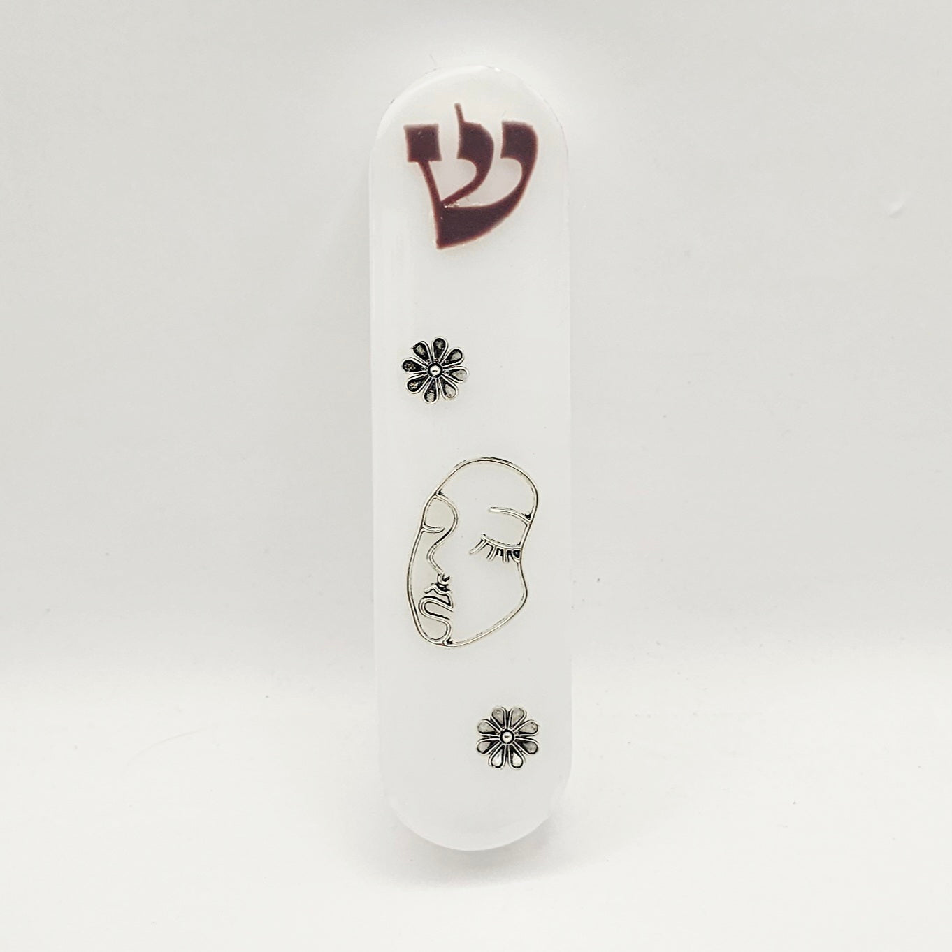Mezuzah with a story - White - 10cm #347 מזוזה עם סיפור