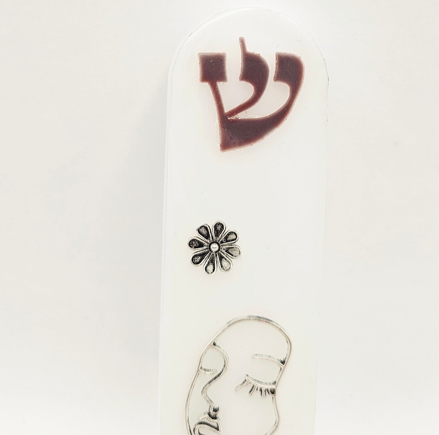 Mezuzah with a story - White - 10cm #347 מזוזה עם סיפור