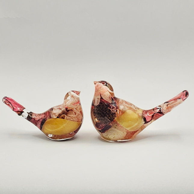 סט ציפורים - פוטפורי צהוב-ורוד