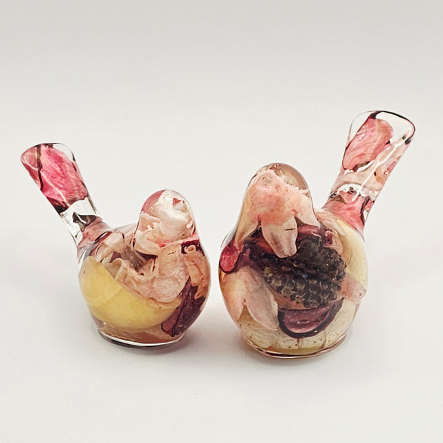 סט ציפורים - פוטפורי צהוב-ורוד