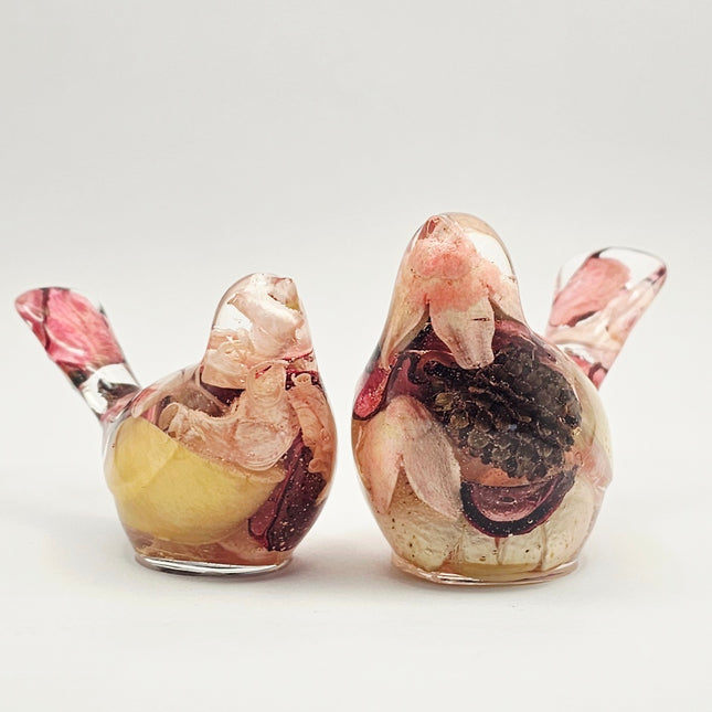 סט ציפורים - פוטפורי צהוב-ורוד