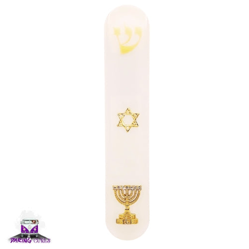 Mezuzah with a story - White - 15cm #349 מזוזה עם סיפור