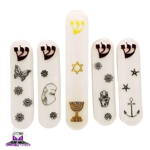 Mezuzah with a story - White - 10cm #348 מזוזה עם סיפור